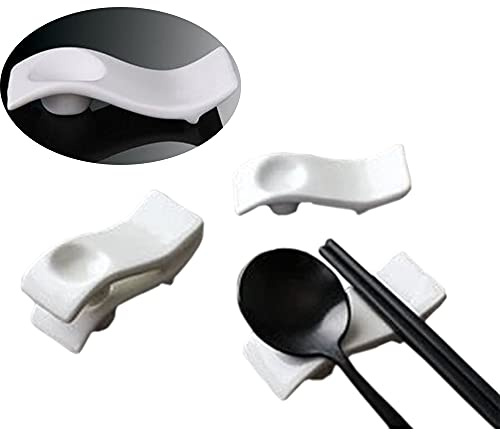 Woonsoon Ceramic Chopsticks Rest Rack Set of 6pcs,Chinese Style Dinner Spoon Stand Knife Fork Holder Porcelain Chopsticks Stand