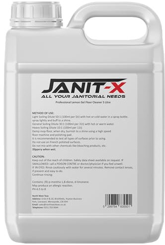 Janit-X Pro-Formula Fresh Lemon Gel Floor Cleaner Deodoriser 5 Litre (1 x 5L)