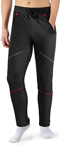 ROCKBROS Herr Vinter Svart Termisk Lång Cykling 2 Fickor Byxor Skalad Fleece Utomhus Vindtät & Varma Cykelbyxor för Cykling Löpning Promenader Fitness Kaläder XXL