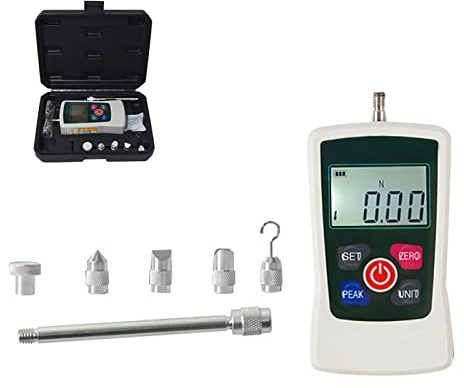 Digital Force Gauge Push and Pull Tester Dynamometer Pressure LCD High Precision Thrust Meter Measuring Instruments of 4 Measurement Units N/Kg/Lb/Oz-100N
