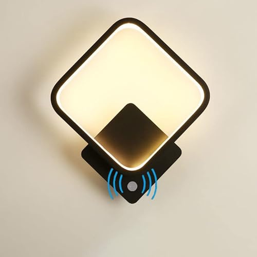 18W Applique Murale LED Intérieur avec détecteur de mouvement Moderne Éclairage Mural in Aluminium lumière blanche chaude 3000K Lampe Murale pour escalier couloir balcon Garage chambre salon Luminaire