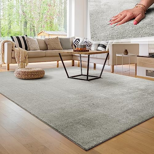 Paco Home Moderner Kuscheliger Wohnzimmer Teppich Kurzflor waschbar flauschig Weich Einfarbig Felloptik zeitlos stilvoll rutschfest pflegeleicht, Grösse:80x150 cm, Farbe:Silber
