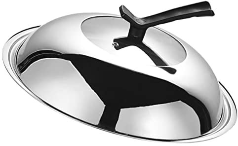 BESTonZON Pfannendeckel Universal Topfdeckel Wok Abdeckung Bratpfannen Abdeckung Edelstahl Verdicken Ersatzdeckel Glasdeckel für Kochtopf Auflauf Töpfe Pfannen Grill Zubehör 34CM