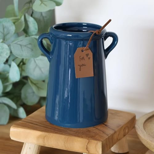 Blue Yellow Teal Utensils Holder Plant Pots Planters Home Decor Gifts Vases Flowers Display Holders (Small Teal Vase)