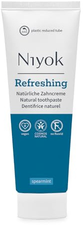 Niyok® Refreshing Zahnpasta Spearmint (75ml) • Remineralisierende Zahnpasta für gesunde Zähne • Natürlich sanfte Pflege & Frische • Plastikreduzierte Tube • Ohne Fluorid & Vegan