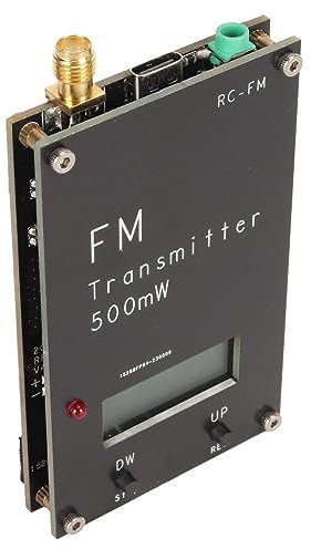 Transmisor FM, USB Tipo C 88‑108MHz 500mW Transmisor FM 2000M con Pantalla LCD para Radio FM