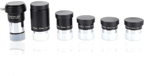 Plössl-Okular-Set, 2 x Teleskop-Barlow-Linse, Plössl 6,3 mm/10 mm/12,5 mm/20 mm/mm Okulare, 1,25-Zoll-Schnittstelle, M42 x 0,75 mm Gewinde