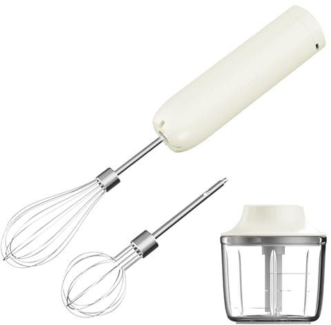 3-in-1 Elektrischer Schneebesen, PowCube Handmixer, Kleiner Kabelloser Stabmixer, Mini Zwiebelhacker 300ML, Wiederaufladbarer Elektrischer Schneebesen, Tragbarer 4-Gang-Handmixer
