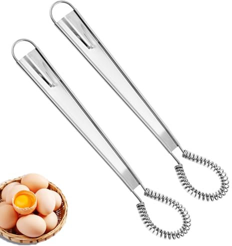 Magic Flat Manual Hand Whisk Stainless Steel Egg Beater Mixer Kitchen Tool, Mini Whisk Spring Coil Wire, Compact,Convenient and Efficient,Coffee Sauce Milk Cooking Baking Beating