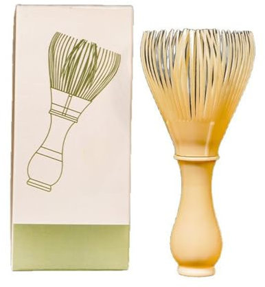Fouet à matcha traditionnel en bambou doré - Accessoire de mélange de thé portable (1 pièce)