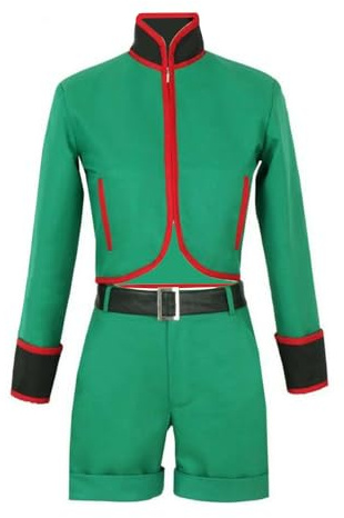 Zhongkaihua Gon Freecss - Disfraz completo para fanáticos del anime, juego de rol, cómic, Halloween, cosplay, Freecss Gon Green, uniforme de manga larga, pantalones cortos