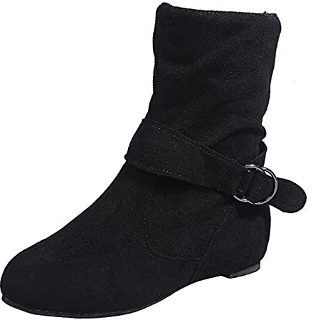 Generisch 2025 Botines Mujer Chunky Retro Botas Tacones Zapatos Corto Transpirable Mujer Cremallera Botas Altas Mujer, Negro , 42 EU