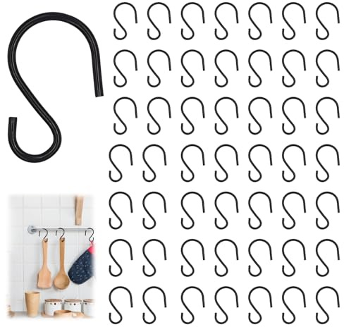 Rbleote Confezione Da 50 Ganci A S,3,8 CM Gancio A S Piccolo Nero,Mini-Metal Ganci A S Piccoli,Robusto E Durevole,Adatto Per Cucina,Bagno,Camera Da Letto,Ufficio