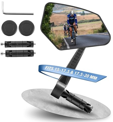 CYCLESPEED Bar End Bike Mirror 360° Adjustable Foldable Bicycle Rear View Mirror fits 15-20mm Inner Diameter, For Road Mountain E-Bike Scooter Adult（Universal for Left And Right）