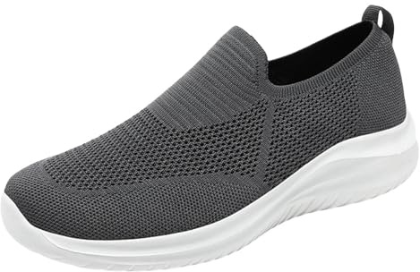 Baskets pour homme sans lacets en maille respirante antidérapante pour tennis et course à pied, gris foncé, 42 EU