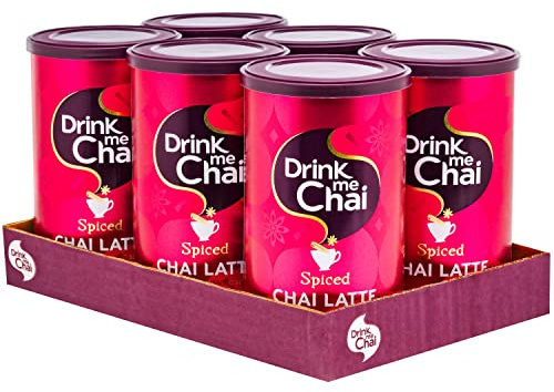 Drink Me Chai Spiced Chai Latte 250g (Pack of 6) - Just Add Water, Chai Latte Powder (96 servings total)