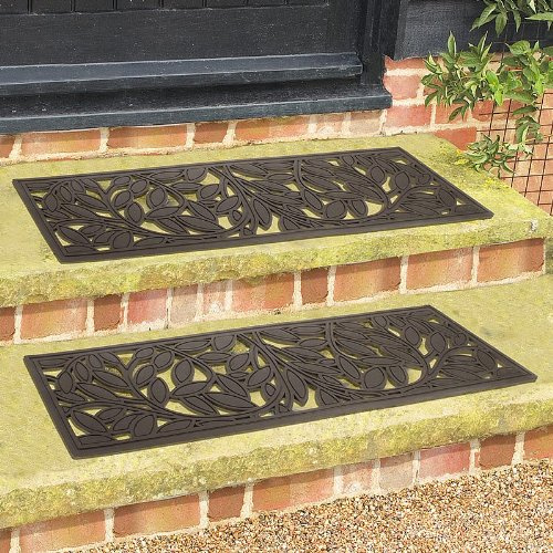 Lot de 2 tapis d'extérieur en caoutchouc anti-dérapants pour marche d'escalier