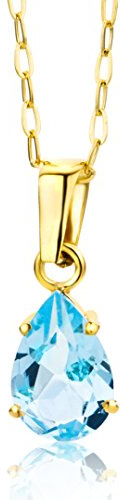 Miore Collar de Oro Amarillo de 9K con Topacio Azul para Mujer