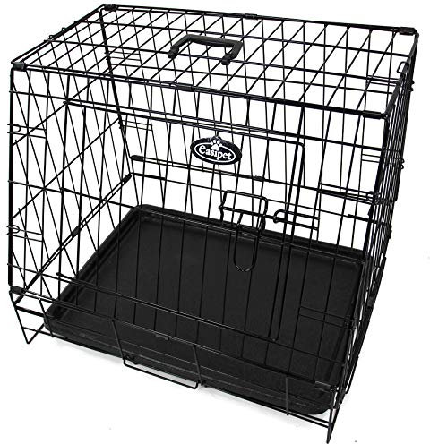 Sloping Dog Crate, 24 inch, Black Metal, Car Boot Pet Cage with Removable Tray