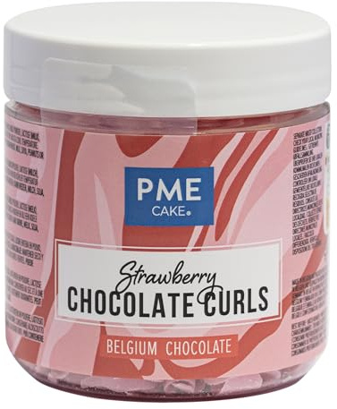 PME Belgian Chocolate Curls for Elegant Cake Decorating - Strawberry (85g)