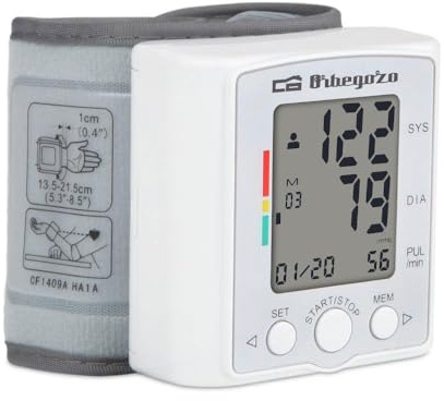 Orbegozo TES 3650 - Tensiómetro de muñeca, medición automática inteligente, muestra la media de las 3 últimas lecturas, detección de latido irregular, Color Negro