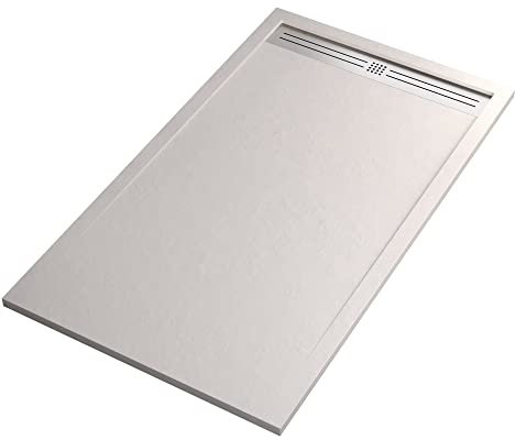 OLIMPO DOCCE - Piatto doccia in marmoresina bianco con scarico laterale griglia inox | Piletta Gratis STAR RELAX - 70x100