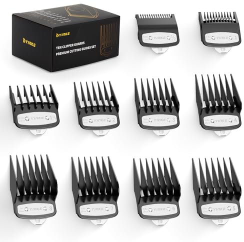Yinke Peines-Guía de 10 Piezas para Wahl Cortapelos y Afeitadoras corporales, Recortadora, Maquina Cortar pelo y Barba Faciales Accesorios, kit de Recambios de Peine Adjunto (Black)