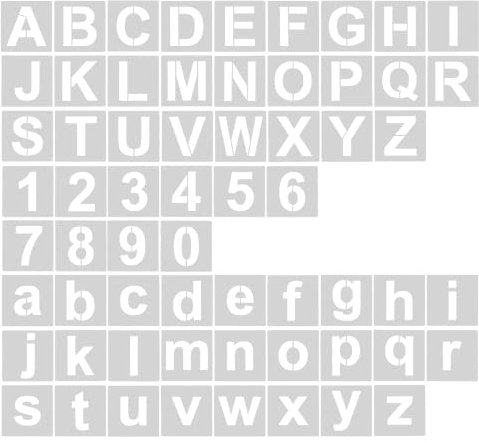 Schablone Buchstaben, 62 pcs Buchstaben Schablone, Zahlenschablonen, Kunststoff Buchstaben Schablonen, Alphabet Schablonen zum Malen, Buchstabenvorlagen, für Malerei, Craft DIY Writing
