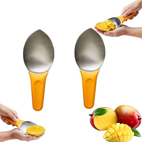 Lot de 2 outils de préparation de mangue, outil créatif pour couper les fruits, cuillère à viande, éplucheur de mangue, outil de cuisine facile