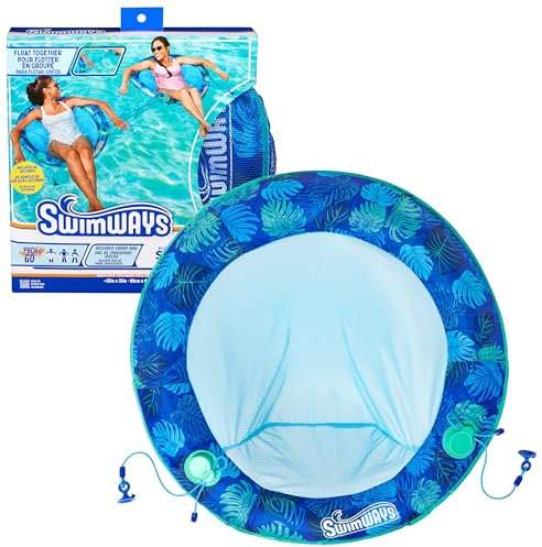 SwimWays Elite Spring Float Papasan Pool Lounger, Inflatable Pool Floats with Fast Inflation, Pool Lounge Chair for Adults up to 250 lbs