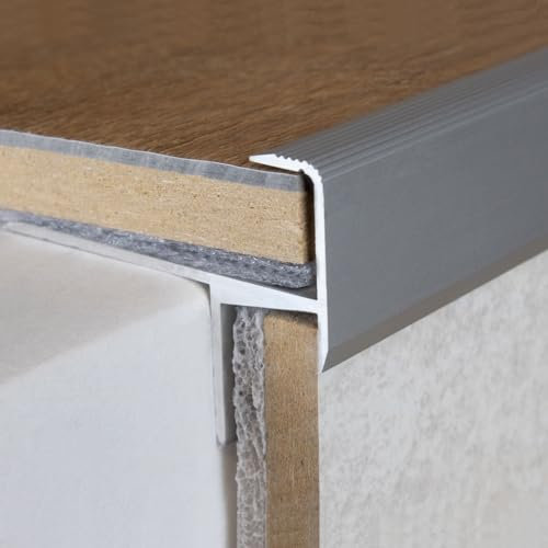 PROVISTON Perfil de borde de escalera y ángulo | aluminio | 33 x 133 x 1000 mm | plata | perfil de metal | perfil de escalera