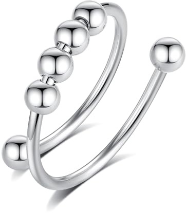 INFUSEU Anti-stressring, fidget ångestreducerande ringar justerbar pärla justerbar spinner worry smycke Ångestring present för kvinnor kvinnor kvinnor flickor, Größe: Verstellbar (Fingergröße 6-9