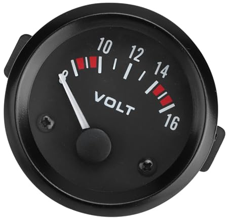 Voltmetro auto misuratore tensione manometro tensione universale 12V per veicoli diametro 52mm range 8-16V con lancetta e numeri chiari alta sensibilità e prestazioni in lega di alluminio