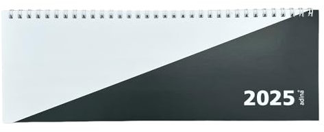 Adina Tischquerkalender 1 Woche auf 2 Seiten Kartondeckel Schreibtischkalender Tischkalender 30x10cm (schwarz weiss, 2025)