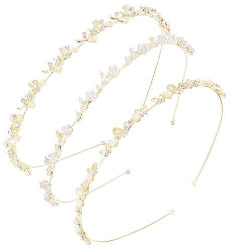 3pcs Mariée Mariage bandeaux Bijoux Cheveux Headband Serre-têtes à Cheveux Faux Cristal Strass Fleur Argent Brillant Décoration Oktoberfest Fête de Bière Anniversaire pour Femmes et Filles