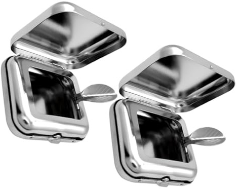 COLLBATH 2 St Portabel Mini Askkopp i Rostfritt Stål med Lock Kompakt Metall Askkopp för att Bära i Ficka Väska för Resor och Utomhusbruk