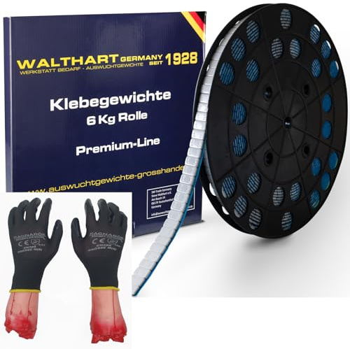Walthart Germany seit 1928 1200 Klebegewichte Rolle Felgensilber Grau Auswuchtgewichte 6Kg Abrißkante Kleberolle Kunststoffbeschichtet 5g Arbeitshandschuh Reifendiensthandschuh Nitril