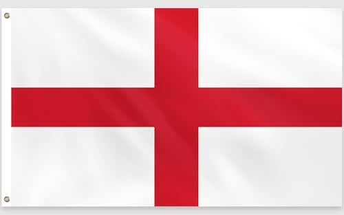 PartyYaa Bandera de Inglaterra, 150 x 90 cm, bandera de San Jorge, impresión a una cara con 2 ojales de latón, resistente al agua, para fiesta nacional, EM, Copa del Mundo, calles, jardín