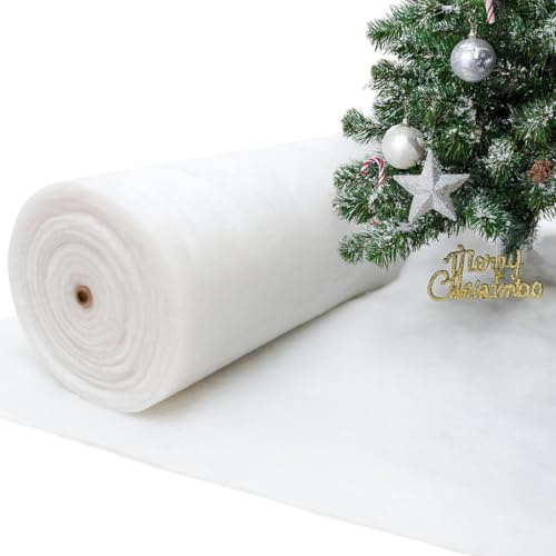 TheOwnas Christmas Fake Snow Roll – Artificial Soft Decorative Snow Blanket for Xmas Tree Decoration, Christmas Displays, Winter Wonderland – 29 Wide, 5M Long, Soft & Fluffy Fake Snow Sheet.