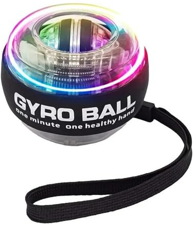 RASTKY Bola de Muñeca Eléctrica Giroscópica Bola Ligera para Ejercitar la Muñeca para Mejorar la Resistencia y la Rehabilitación de Lesiones Negro con Luces para la Recuperación de la Mano