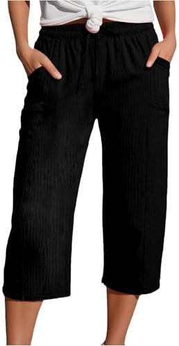 RYTEJFES Pantaloni Donna Estivi Pantaloni Donna Estivi Leggeri 3/4 Pantalone Estivo Leggero Cotone Tre Quarti Larghi di Lino in Curvy Tuta Pinocchietto Viscosa Eleganti Pinocchietti a