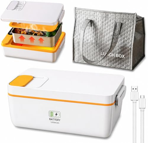 SOUTH AREA Contenitore per il pranzo elettrico, senza fili, 1 l, con batteria, 12000 mAh, riscaldabile, portatile, in acciaio inox, con display e timer, per lavoro, ufficio, auto, campeggio