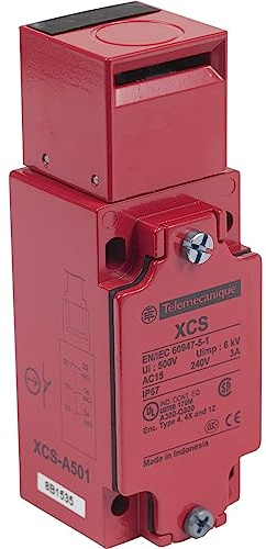 Schneider Electric XCSA501 XCSA Métal Interrupteur de Position de Sécurité, 3 Pôles, Diamètre extérieur du Câble 9-12mm, 40 mm Largeur, 114 mm Hauteur, 44 mm Profondeur, 10 A