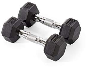 York Fitness Rubber Hex Dumbbells (Pair) - Black, 2.5kg