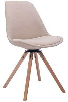 CLP Silla De Visita Troyes Rund Tapizada En Tela I Silla De Salón Comedor Giratoria & con Base De Madera I Butaca De Salón Nórdica I Color: Color:Crema;Color del Marco:Natura