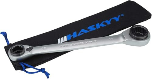 HASKYY Llave de carraca conmutable 4 en 1 I 10 x 13 x 17 x 19 mm I Llave Dinamométrica