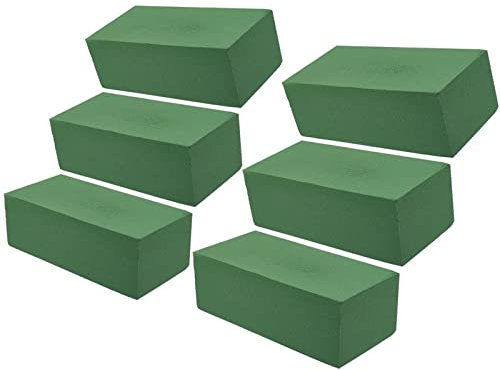Juvale Floral Foam Blocks, 6-Pack of Wet Foam Bricks for Fresh and Artificial Flowers, Green, 23 x 10 x 8 cm Each