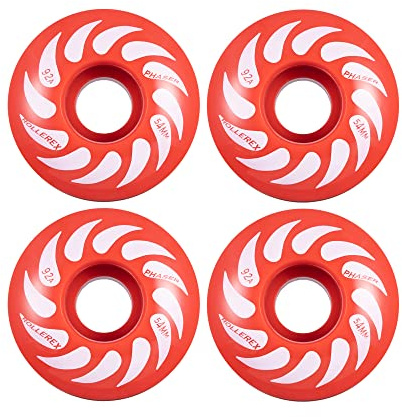 Rollerex Phaser 92A 54mm Skateboard Wheels 4-Pack Durable 32mm Width Cruiser Wheels for Skateboards ā Smooth Ride & Easy Installation (Rocket Red)