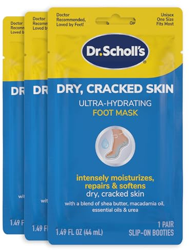 Dr. Scholl's Dry, Cracked Skin, Ultra Hydrating Foot Mask, 3 Pairs Moisturizing Socks: Intensely Moisturizes Repairs and Softens Rough Dry Skin with Urea & Essential Oils for Dry Cracked Feet