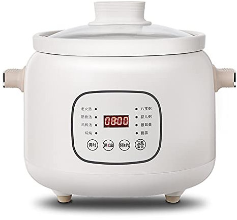 Electric Stew Pot Ceramic Liner Slow Cooker,Household Multi-Function Cooking Pot with 24 Hour Delay Timer and Keep Warm Function,3 Litre (4 to 5 People),220W,White